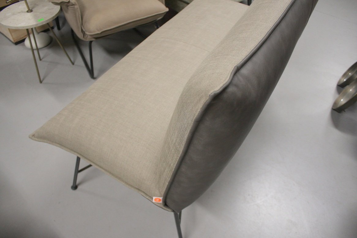 Eetkamerbank Vidar Jess Design leer & stof 135 cm. - Afbeelding 5