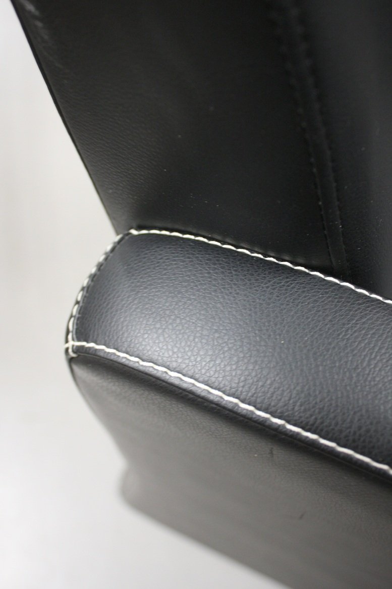 Eetkamerstoel zwart kunstleder met wieltjes - Afbeelding 3