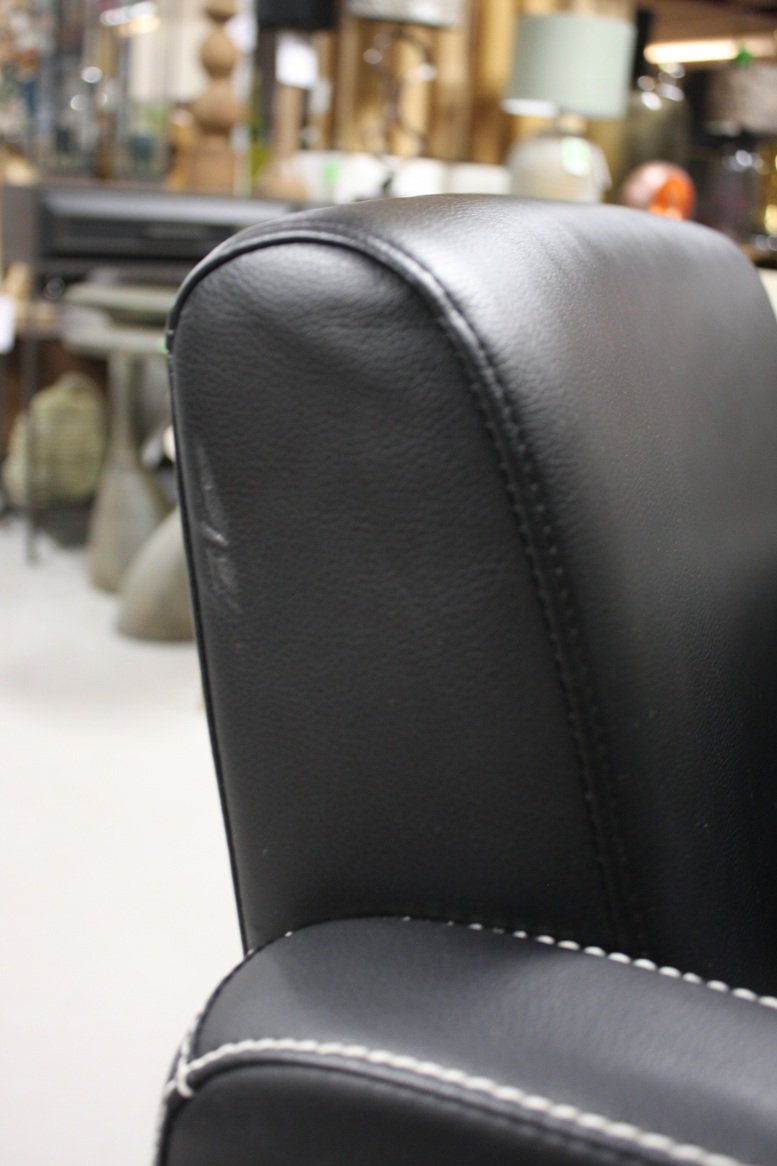 Eetkamerstoel zwart kunstleder met wieltjes - Afbeelding 5