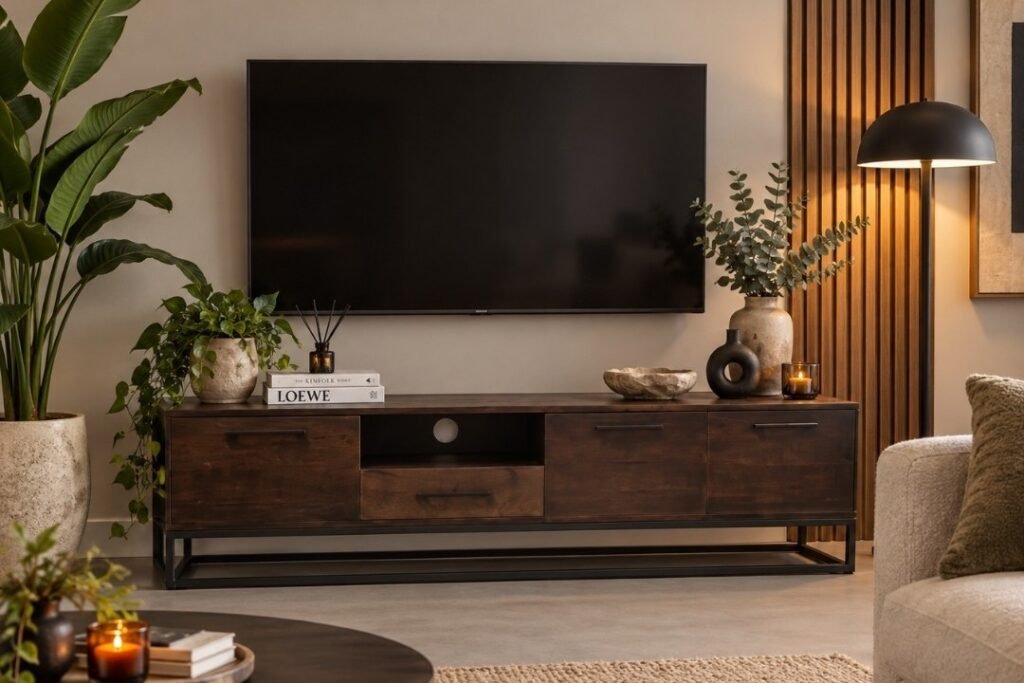 Tv meubel bruin mangohout 175 cm.