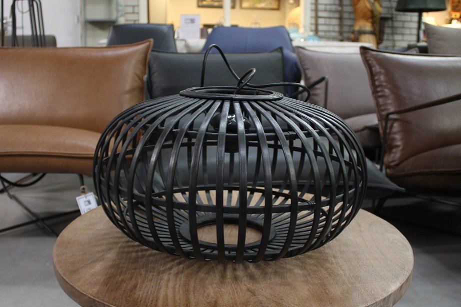 Hanglamp bamboe ovaal zwart Ø55