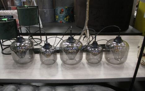 Hanglamp 5 lichts rookglas