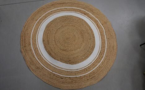 Vloerkleed jute naturel / wit Ø100