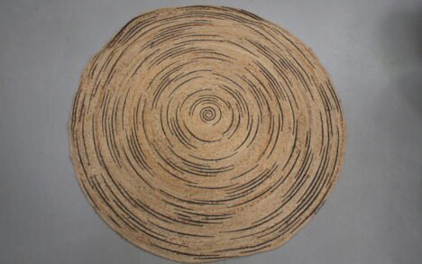 Vloerkleed Jute naturel / zwart Ø100