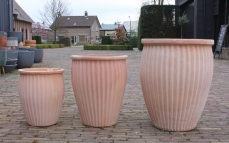 Bloempot terracotta ribbel Ø54