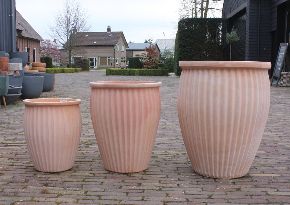 Bloempot terracotta ribbel Ø45