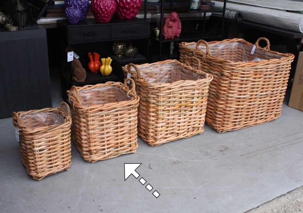 Rotan mand vierkant 45x45x45