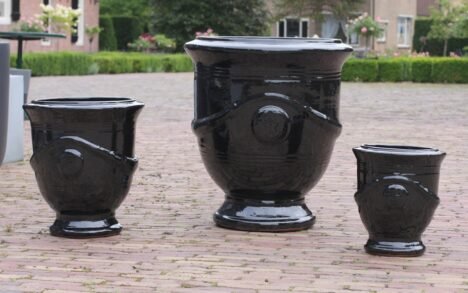 Bloempot Anduze stijl zwart Ø60