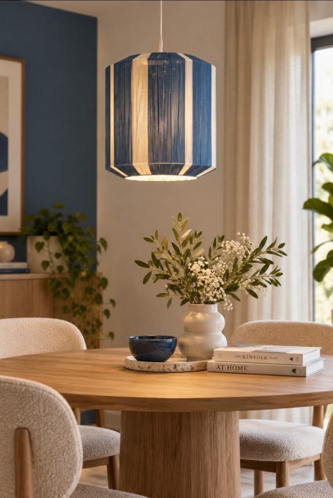 Hanglamp KOZANA creme + blauw Light & Living Ø36x43
