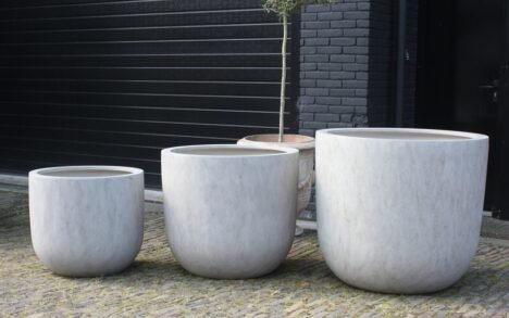 Bloempot Sydney Egg Pot Fiberstone zand Ø95