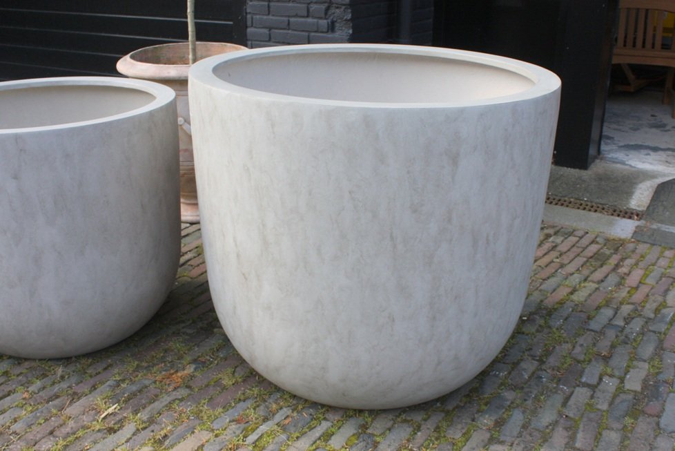 Bloempot Sydney Egg Pot Fiberstone zand Ø95 - Afbeelding 2
