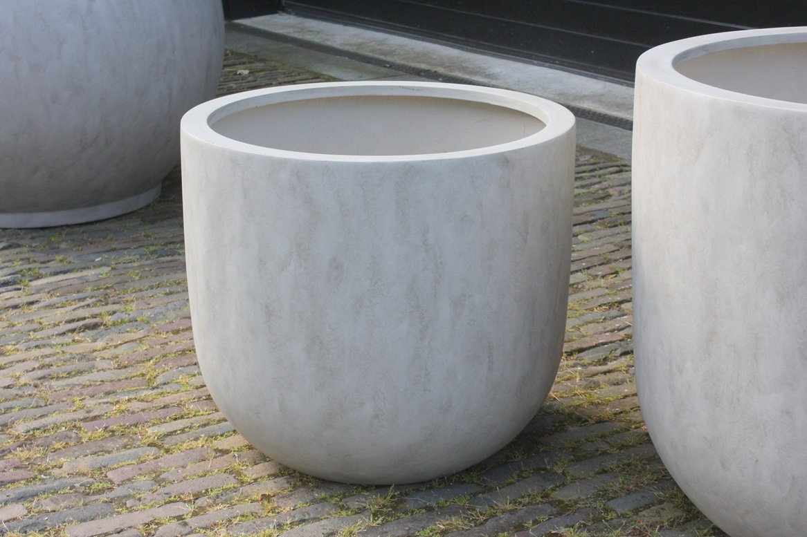 Bloempot Sydney Egg Pot Fiberstone zand Ø65 - Afbeelding 2