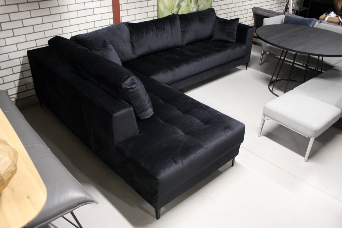 Hoekbank Mila zwart velvet