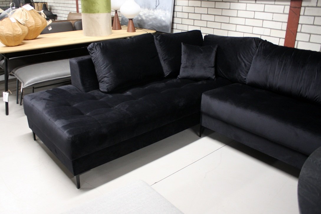 Hoekbank Mila zwart velvet - Afbeelding 2