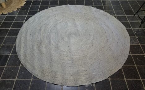 Vloerkleed Jute grijs / blauw Ø200