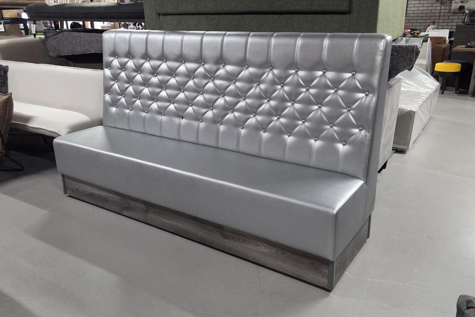 Eetkamerbank zilvergrijs 223 cm.