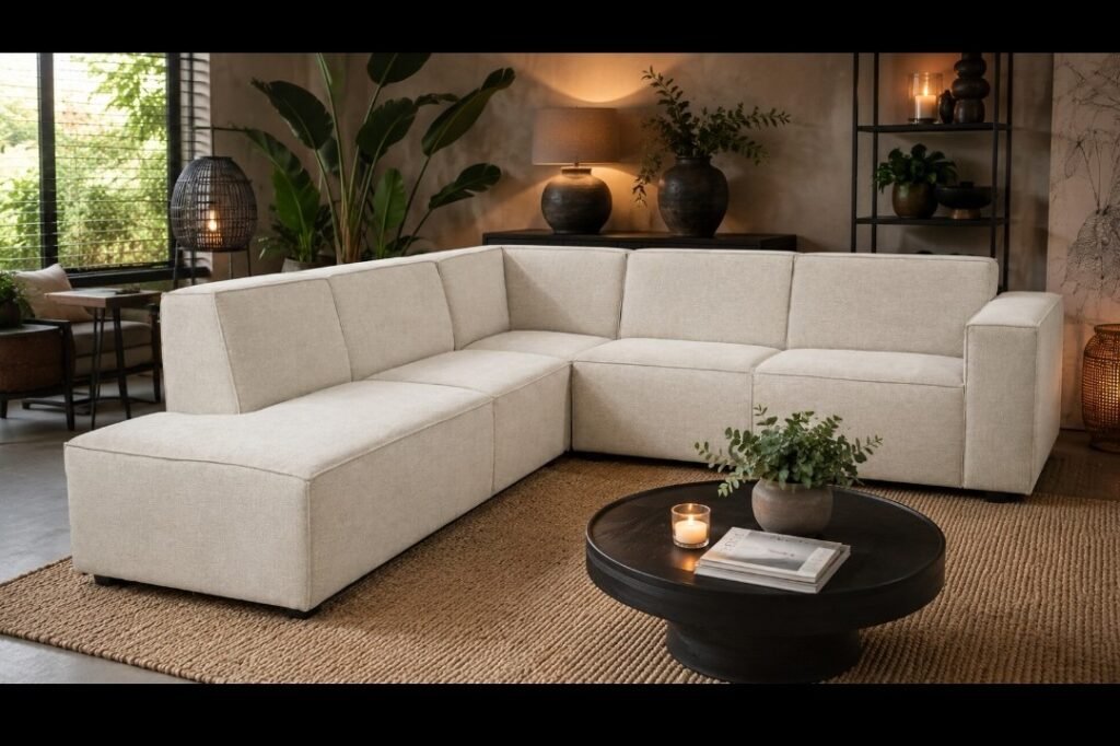 Hoekbank stof naturel