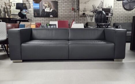 Bank echt leer antraciet 248 cm.
