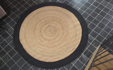 Vloerkleed Jute naturel / zwart Ø240